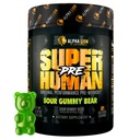 ALPHA LION Superhuman Pred-workout Powder, Beta Alanin, L-tavrin in tri-source Kofein za trajno energijo in fokus, dušikov oksid in citrulin za črpalko (21 Servinga, Sour Gummy Bear Flavor)