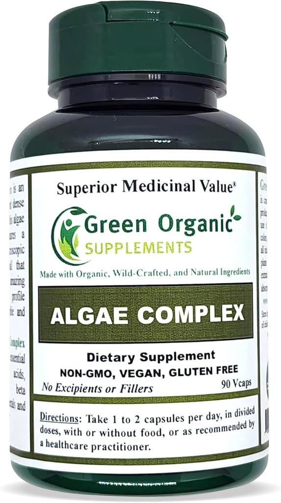 Alge, Fucoidan, Modra Zelena Alge, Kelp, Bladderwrack, Klorella, Spirulina, Irish Moss, Dulse, 90 VCaps, High Absorbable, Non-GMO, Gluten-free (Single)