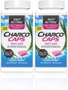 Charcocaps hitro delujoči plin Relief za napihnjenost in flatulenco, razstrupljanje brez zdravila aktiviran Charcoal Formula, 100 kapsul, 30 dnevna zaloga, roza- pakiranje po 2