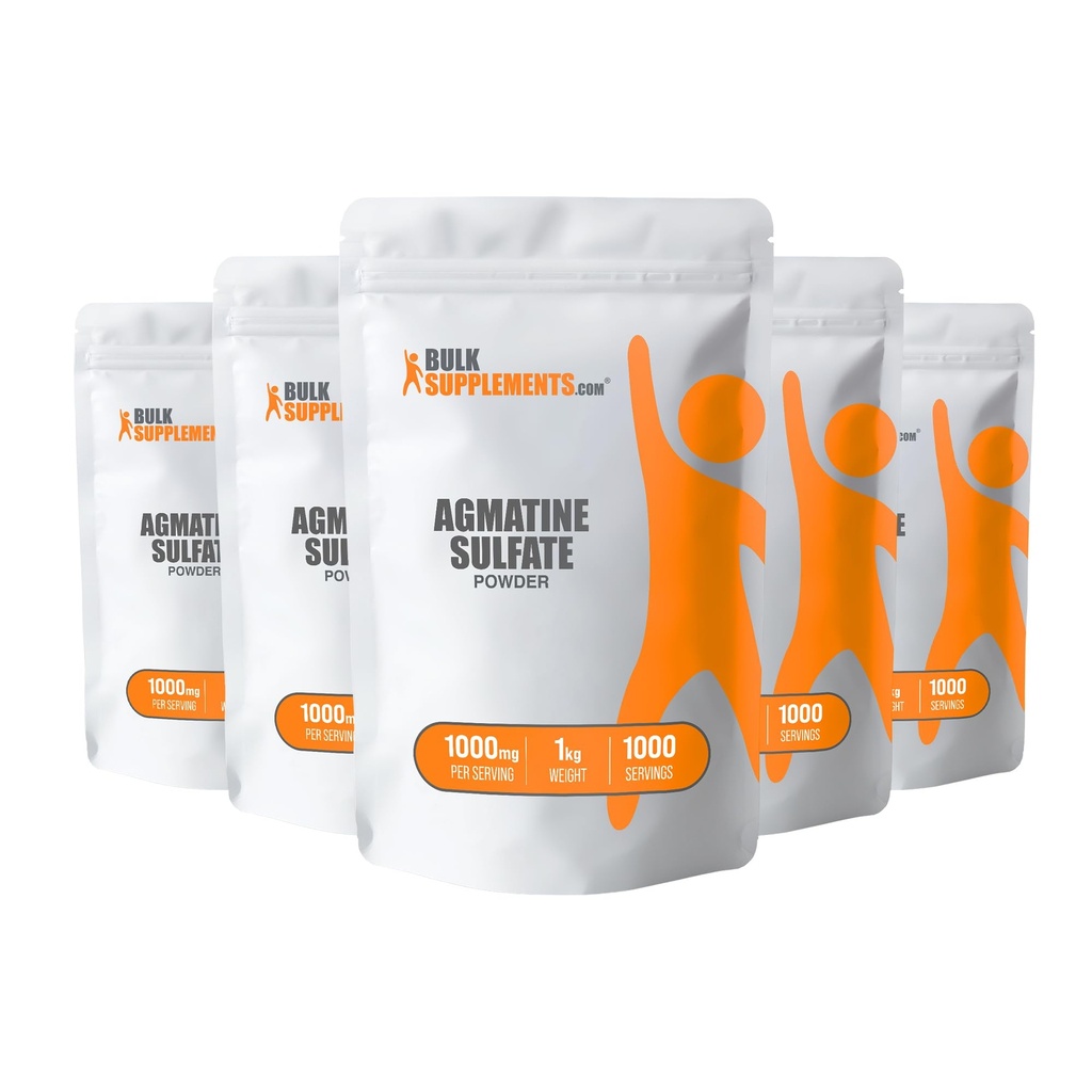 BulkSupplements.com Agmatine Sulfat v prahu - dušikov oksid dodatek, Agmatine Sulfate 1000mg - Unflavored & Gluten Free, 1000mg na serviranje, 5kg (11 lbs) (Pack of 5)