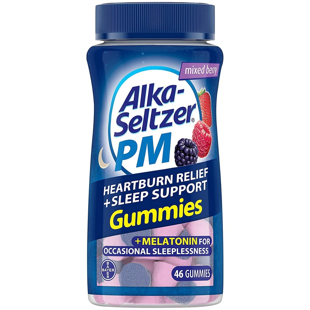 Alka-Seltzer PM zgaga Relief + podpora za spanje Gummies, 46 ct (paket z 2)