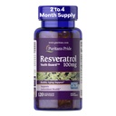 Puritan's Pride Premium Resveratrol Youth GuardTM 100mg, prehranska dopolnila za imunski sistem, antioksidant, presnova sladkorja, pretok krvi in podpora žilne funkcije, 120 Mehčalci za hitro sproščanje