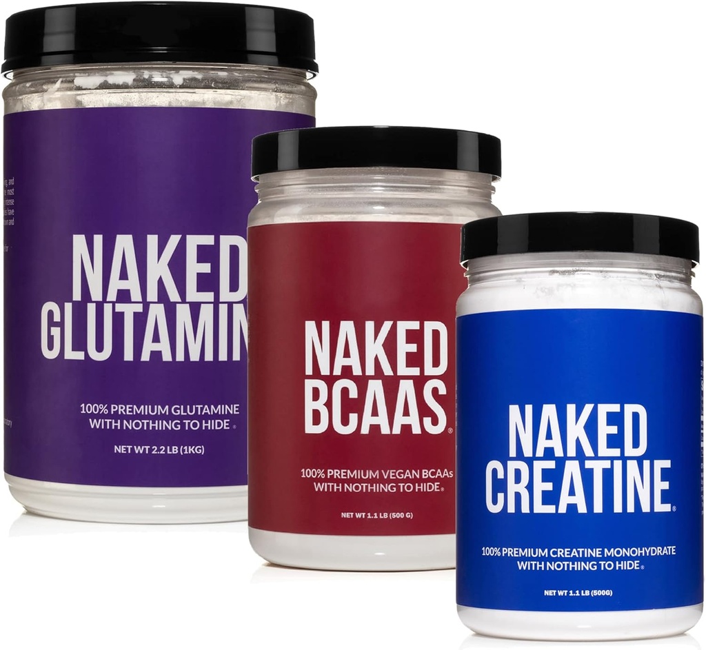 NAKED mišice rast in regeneracija paket: Čisti glutamin, Kreatin, in brez arome BCAA