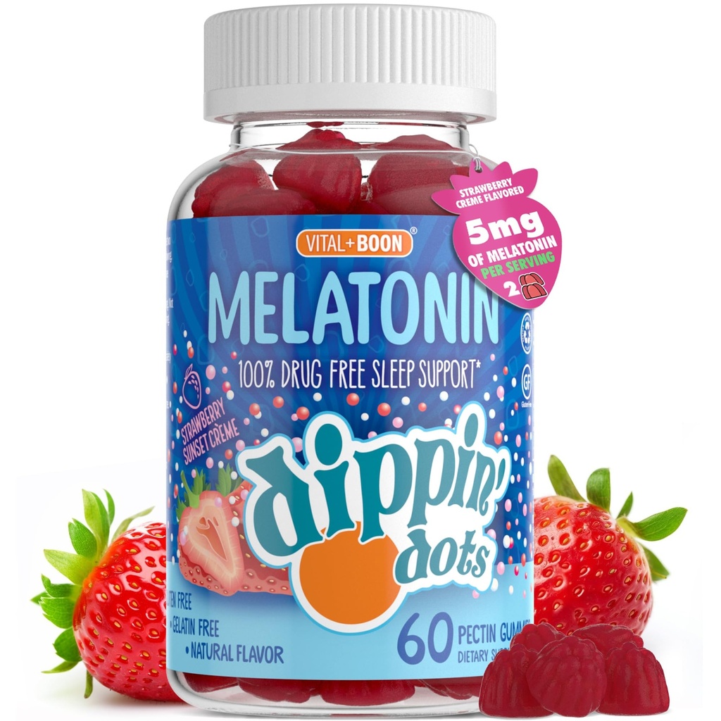 Melatonin Sleep Support Gumies (60 Count) Jagoda Sunset Creme Flavor Chews 