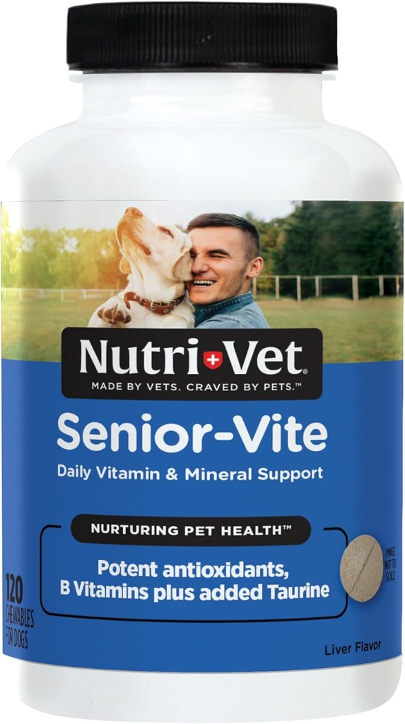 Nutri-Vet Senior-Vite Multivitamin, Dog Supplements, Imunska podpora, Hišni ljubljenčki, Vitamini za pse, Senior Essentials, Izdelano v ZDA, Multivitaminski za hišne živali, 120 Count
