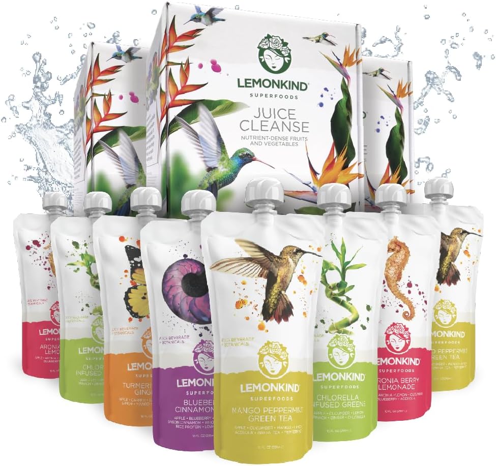 LEMONKIND 3-dnevno čiščenje hranilne vrednosti: razstrupljanje, povečanje energije, upravljanje teže, Break Bad Habits - rastlin-based, Non-GMO, Gluten-free, Pritisnite, Brez koncentratov - 24 sokov.