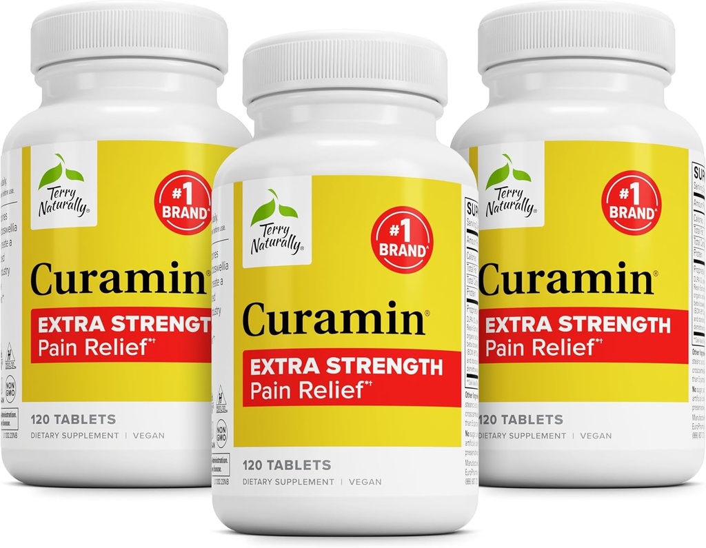 Terry seveda kuramin ekstra moč - Curcumin & Boswellia za zdravo kroženje podpora - Kurkuma dodatek za podporo sklepov, mišice zdravje & endorfin proizvodnja - 120 tablet (Pack od 3)