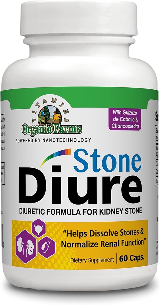 Diure Stone - 60 Caps - Diuretic Formula - 100% Natural - Prehranska dopolnila