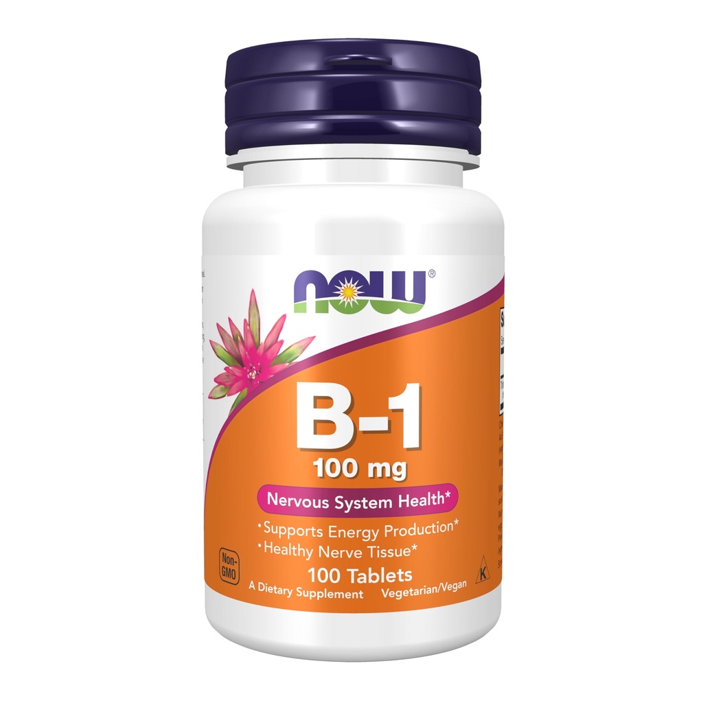 NOW Foods dopolnila, vitamin B-1 100 mg, proizvodnja energije*, zdravje živčevja*, 100 tablet