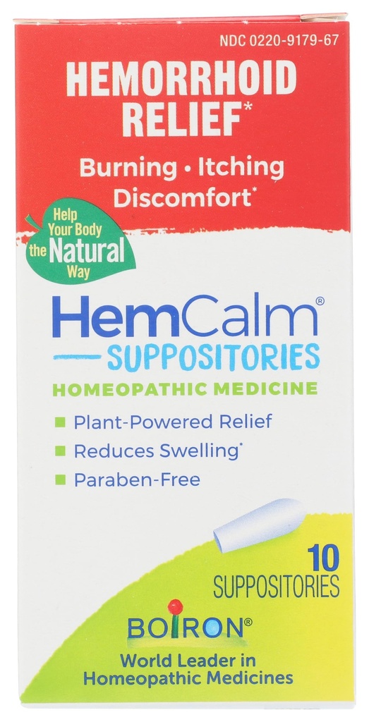 Boiron HemCalm Suppositorys for Hemorrhoid Relief of Pain, Srbenje, Otekanje ali nelagodje - 10 Count