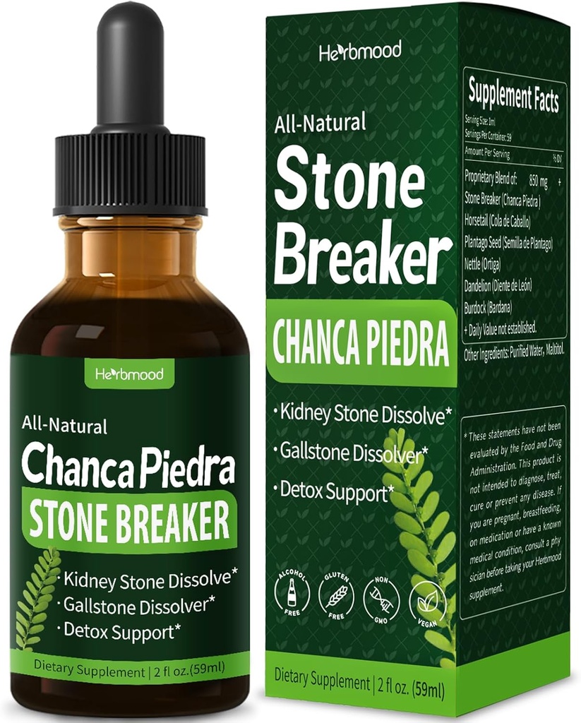 Chanca Piedra Stone Breaker Kapljice za ledvične kamne & Gallstone Dissolver, konjski izvleček Ledvice čiščenje Detox & Popravila, Gotas de Cola de Caballo y ChancaPiedra para Los Riñones. 2 oz