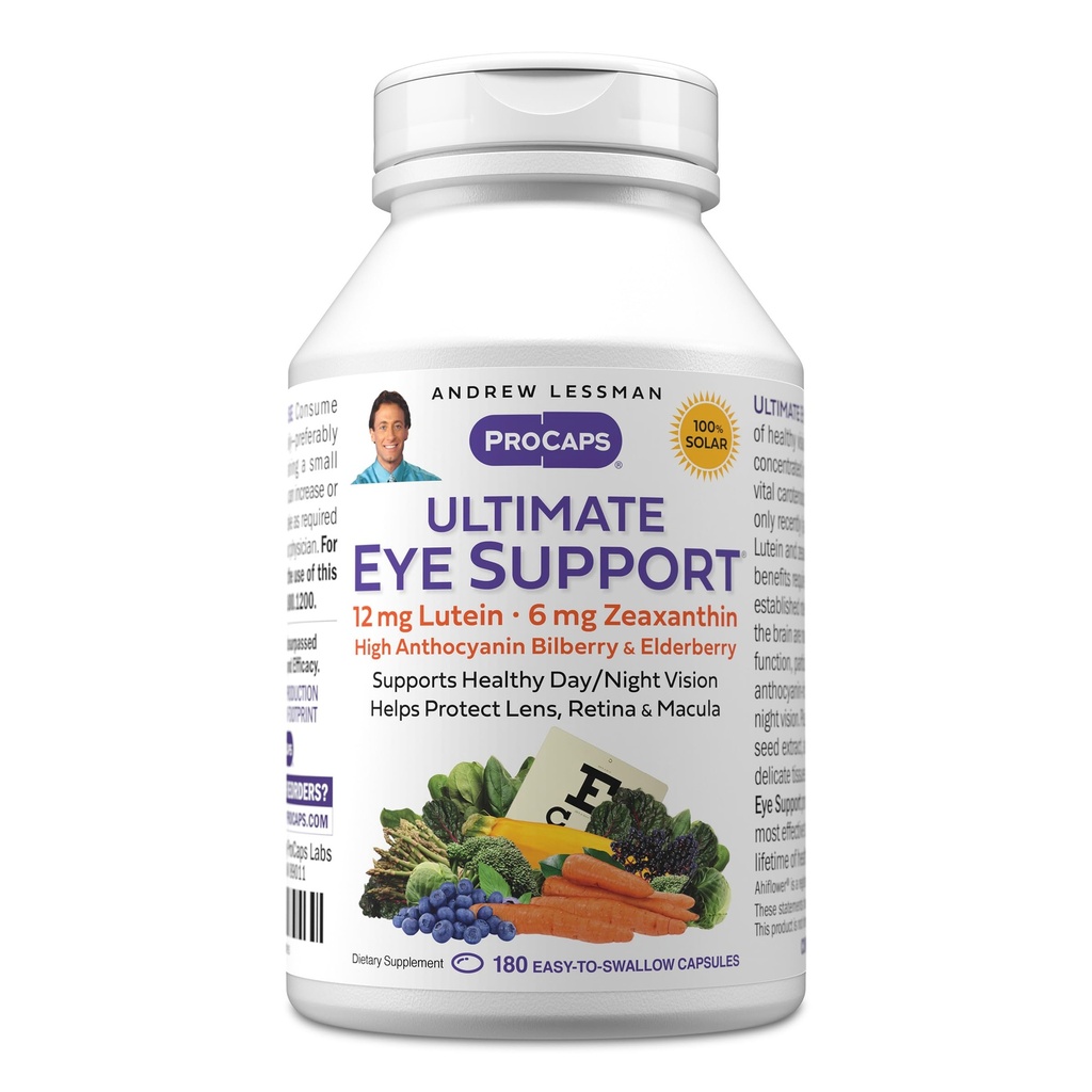 ANDREW LESSMAN Ultimate Eye Support 180 Mehkužci - 12mg Lutein, 6mg Zeaksantin, borovnica, Ključne hranila za podporo zdravje oči in spodbujanje zdravega vida. Brez dodatkov. Enostavno pogoltniti softgels