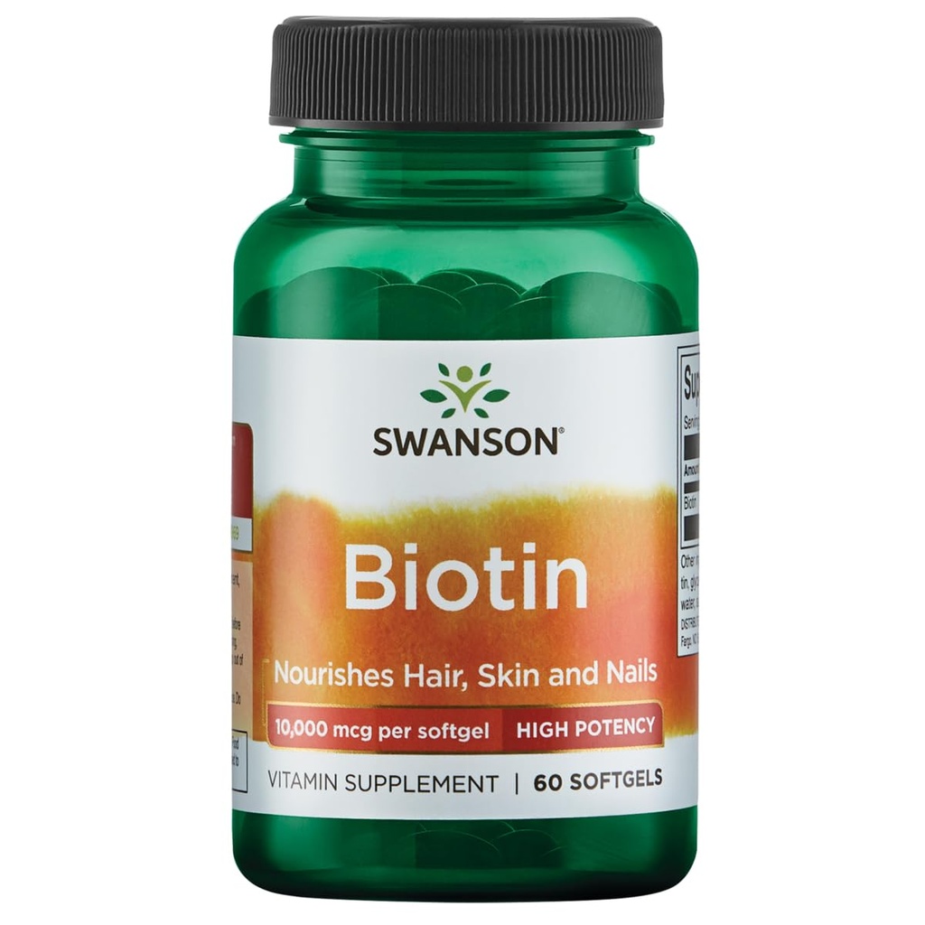 Swanson Super Jakost Biotin Vitamin 10000 μg 60 Sgel