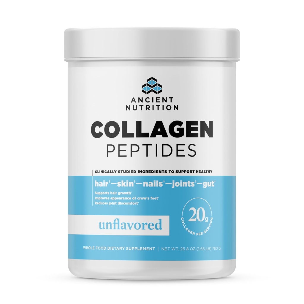 Ancient Nutrition Kolagen Peptides, Kolagen Peptides Powder, Nearomated Hidralizirani Kolagen, Podpira zdravo kožo, Joints, Gut, Keto in Paleo prijazno, 38 Servings, 20g Collagen na služijo