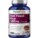 NusaPure rdeče Kvas Riž 1800mg 180 Veggie kapsule (ne-GMO, Vegan)