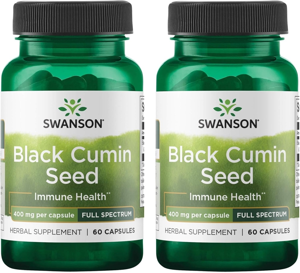 Swanson Full Spectrum Black Cumin Seme 400 Milligrams 60 kapsul (2 pakiranji)