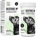 Ruff & Purr probiotiki za pse – 3-v-1 probiotiki, prebiotiki in pregestivne encime za zdravje črevesja, imunosupresivno podporo, zdravo kožo in plašč – klinično raziskano DE111 & PreforPro