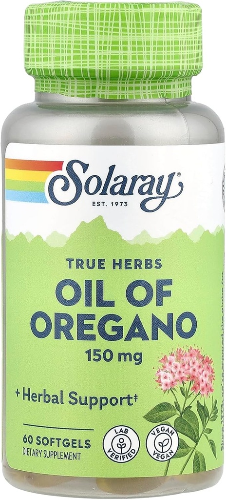 Solaray olje Origano dodatek, 150 mg, 60 Število