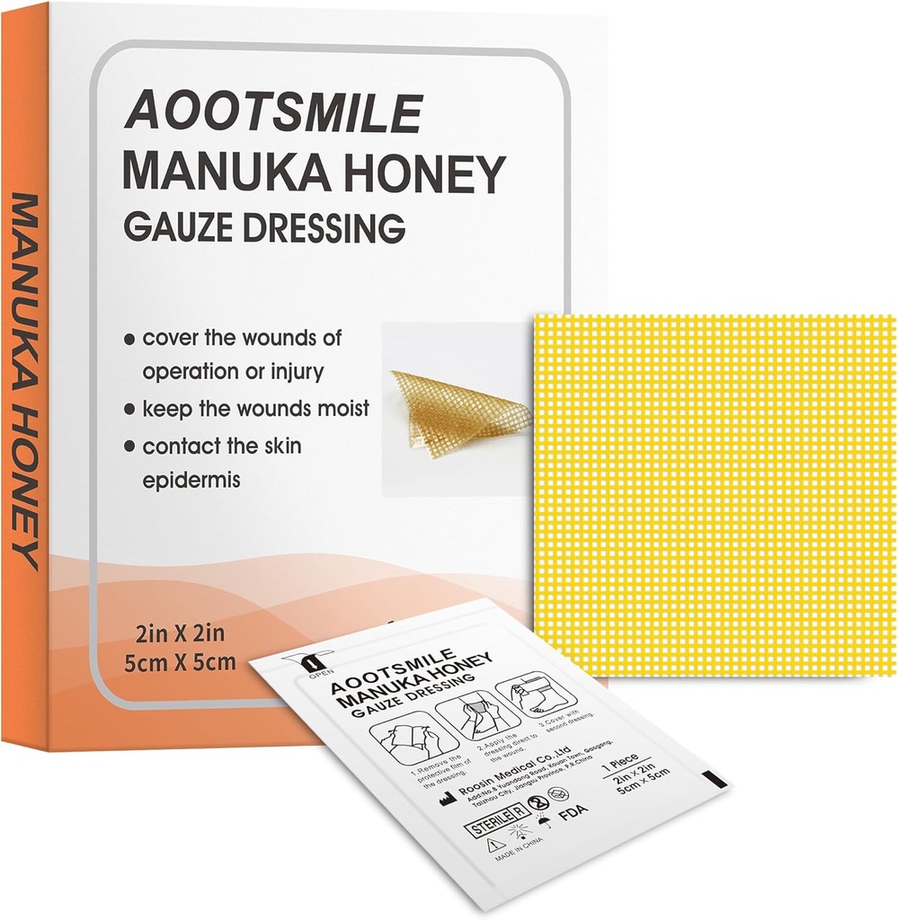 Manuka Medeni Rane Care - Medeni Rani Oblačenje 2" x 2" Medical Bandage Rane Care Patch za manjše Abrasions, cuts, Lacerations, Scald in opekline za zdravljenje ran,10 Pcs