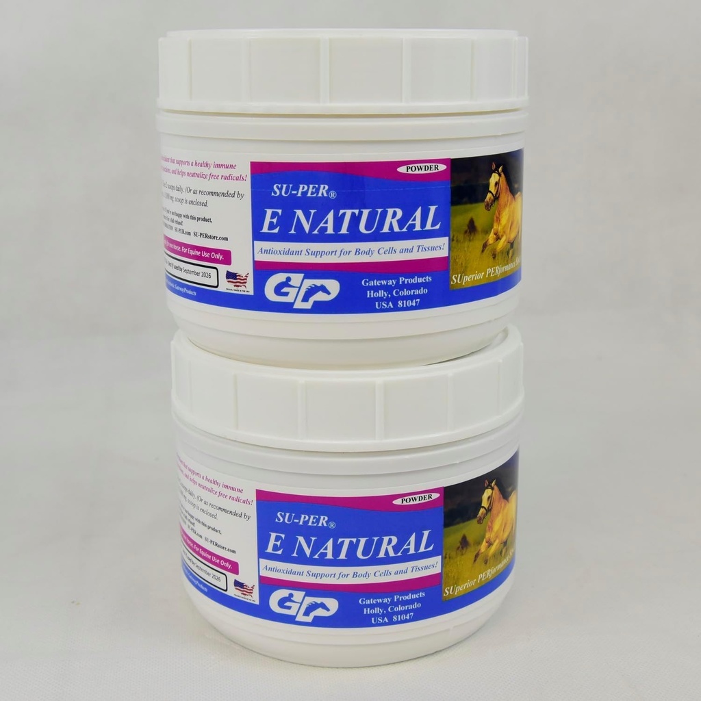 SU-PER E Naravni konj Vitamin E dodatek - Zgoščen vitamin E dodatek za zmogljivost konje - 1 funt, (2 paket)