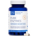 Essential Stacks Pure Digestive Enzymes (Gluten, Dairy & Soy Free) - 18 Enzymes for Digestion vključno z Amylase, Lipaza & Lactase - Vegetarian & Non-GMO (60 kapsul)
