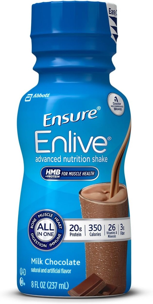 Zagotovite Enlive Advanced Nutrition Stresite z 20 grami beljakovin, Nadomestni obroki, Mlečna čokolada, 8 fl oz, 16 števk