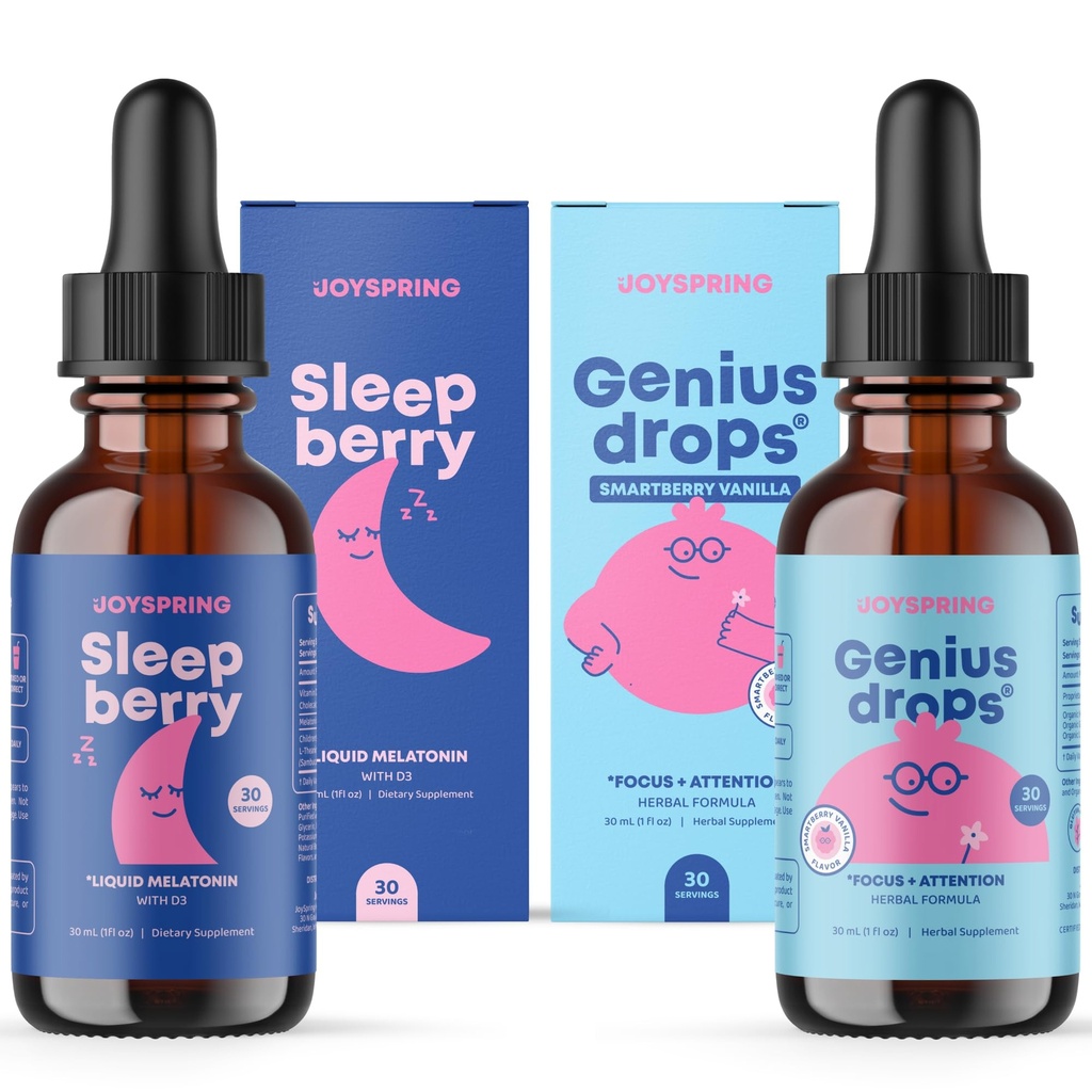 RadostPomladni SleepBerry Liquid Melatonin in Genius kapljice Smartberry Vanilla za otroke