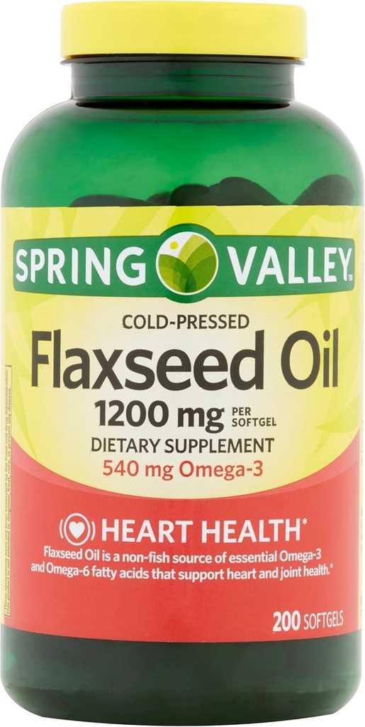 Spring Valley - Laneno olje 1200 mg, 200 Softgels
