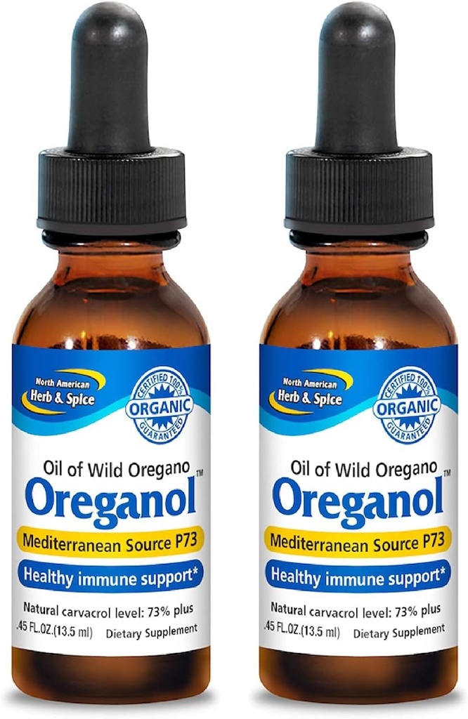 SEVER AMERICAN HERB & SPICE Origanol - 0,45 fl oz, paket 2 - Nepredelano, Wild, Organic Origano Oil - Mediteran Vir P73 - Non-GMO - 388 Total Servings