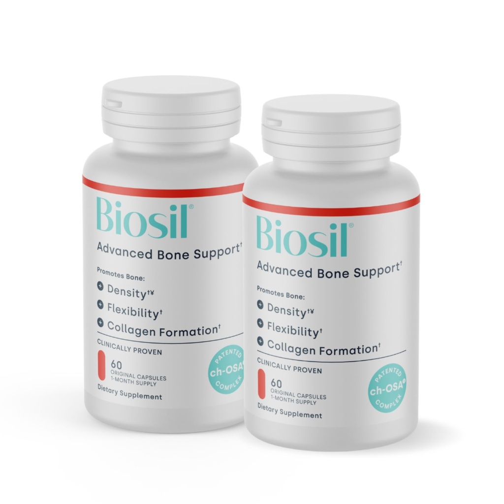 Biosil Kolagenizator kosti Ultra - 60 Veggie kapsul, pakiranje po 2 - s patentiranim ch-OSA kompleksom + holinom, Inositolom, MK7 in vitaminom B12 - brez GSO - 60-dnevna dobava
