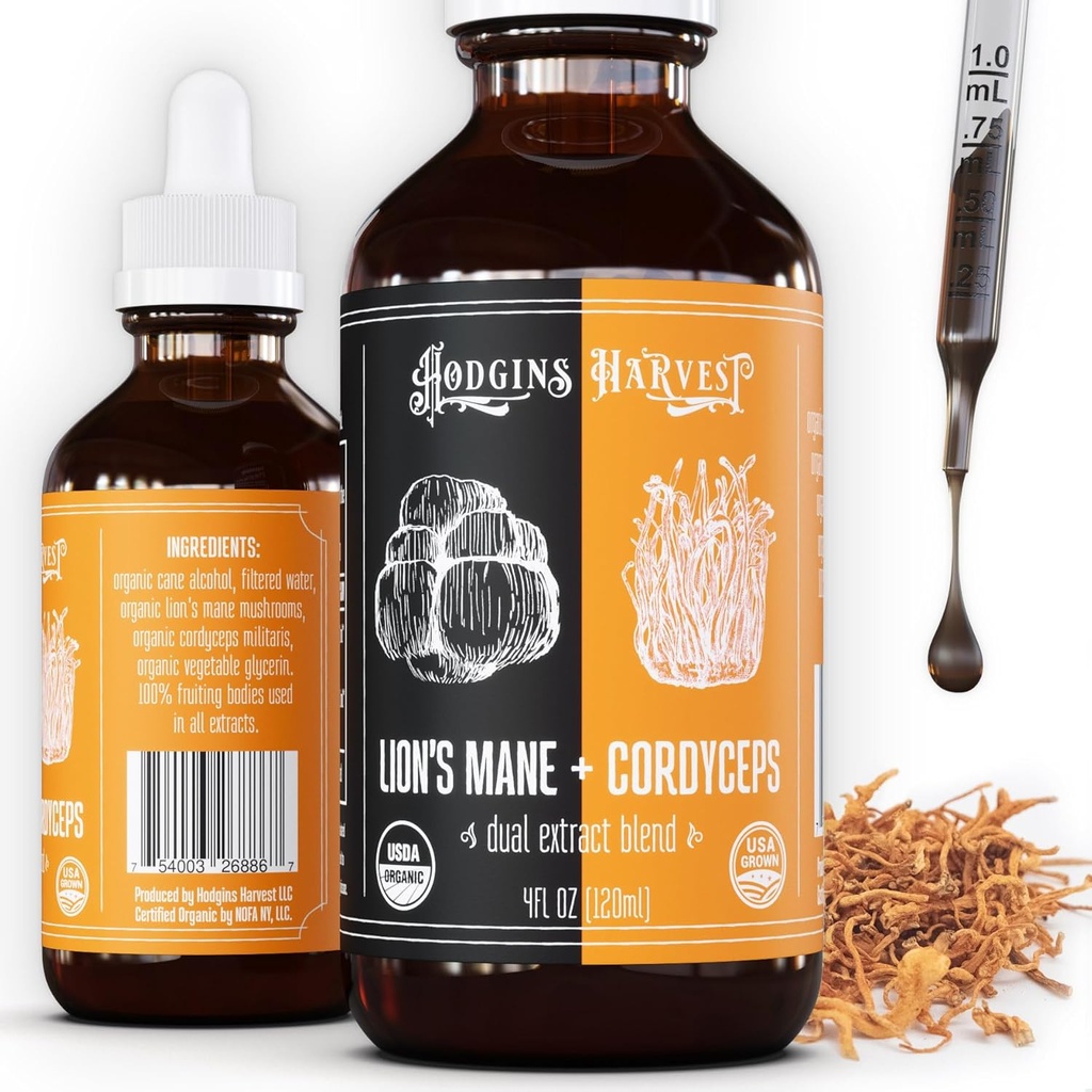 Hodgins Harvest Organic Lion's Mane + Cordyceps Tinkture 
