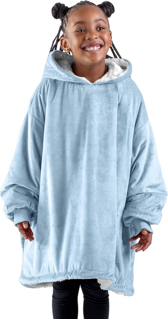 Bare Home Nositi Odeja Hoodie - Soft Plush Sherpa - Topla in Cozy - Prevelika Nosna Odeja - Velikosti za odrasle in otroke