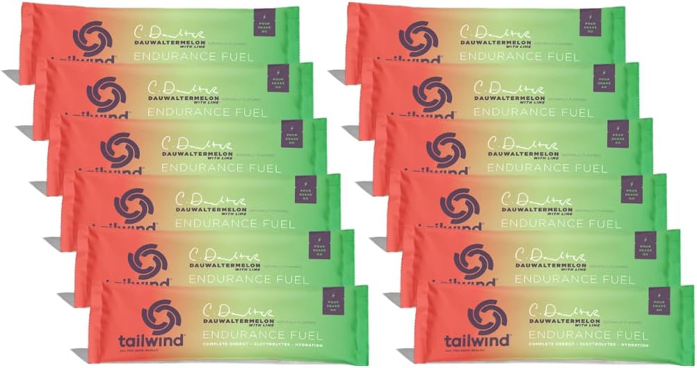 Tailwind Nutrition Endurance Fuel, Grab-and-Go Sports Drink Powder Mix with Electrolytes, Non-GMO, Brez soje, Mlekarna, in Gluten, Vegan-Prijatelj, Dauwaltermelon, Pack po 12