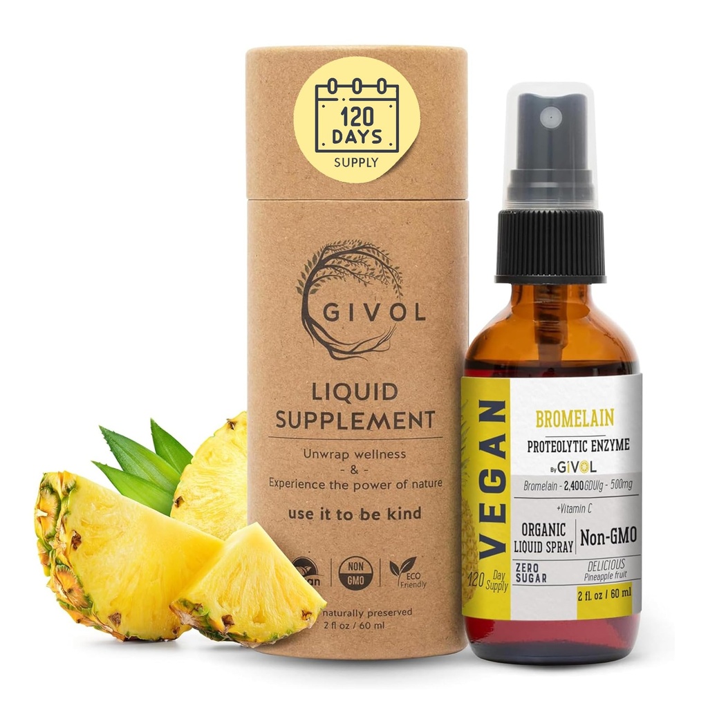 Ekološko Raw Bromelain Mist-Liquid Ananapple Extract - Povečana moč 500mg, za otroke in odrasle - za digestivno zdravje, vnetni odziv, in zdravljenje - Non-GMO - 60ml 120 dan dobava