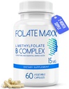 FolateMaxx L-metilfolat + B12 Metilkobalamin & B6 Mešanica (15 mg) - 60 kapsul - Active B-kompleks s kofaktorji in esencialnimi aminokislinami - brez GSO, brez glutena, brez polnil