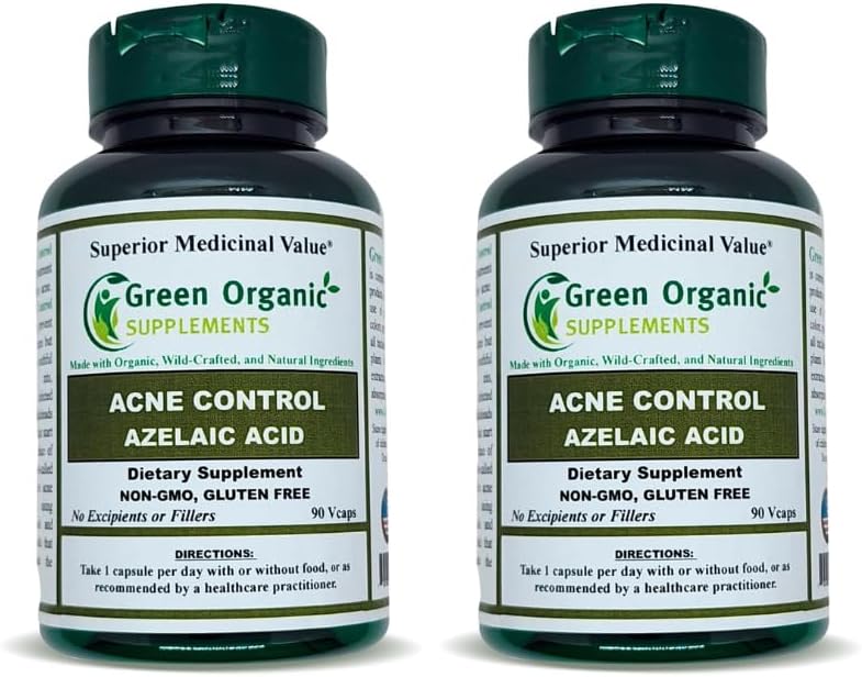 Zelena Ekološka dopolnila Acne, Azelajska kislina, 90 VCaps, visoko Absorbljiva, ne-GMO, Gluten-free, (Pack z 2)