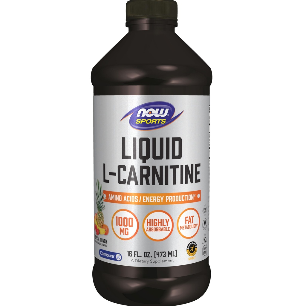 NOW Sports Nutrition, L-Carnitine Tekoči 1000 mg, Zelo Absorbljiva, Tropical Punch, 16-Ounce