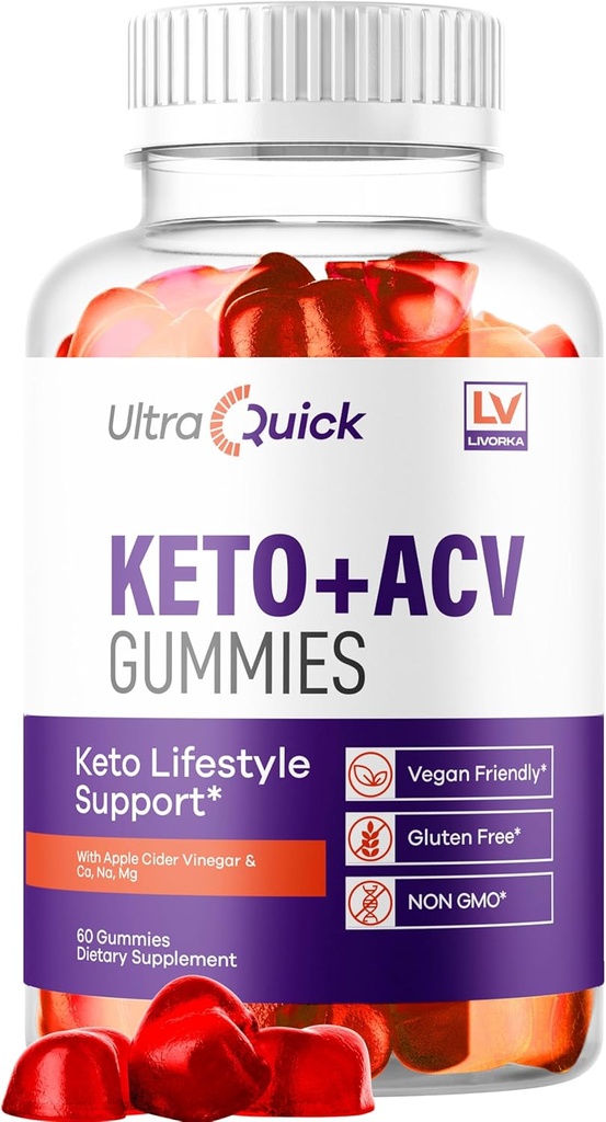 LIVORKA Ultra Quick Keto ACV Gumies - Ultra Quick Gumies, UltraQuick Keto Plus ACV Gumies, Ultra Quick Keto ACV Gumies, UltraQuick, 60 Gumies za 1 mesec