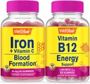 NoYeahe Iron+Vitamin C + vitamin B12 1000mcg, Gummies Bundle - odlično degustacijo, vitaminski dodatek, Gluten brezplačno, GSO brezplačno, žvečljivi gumi