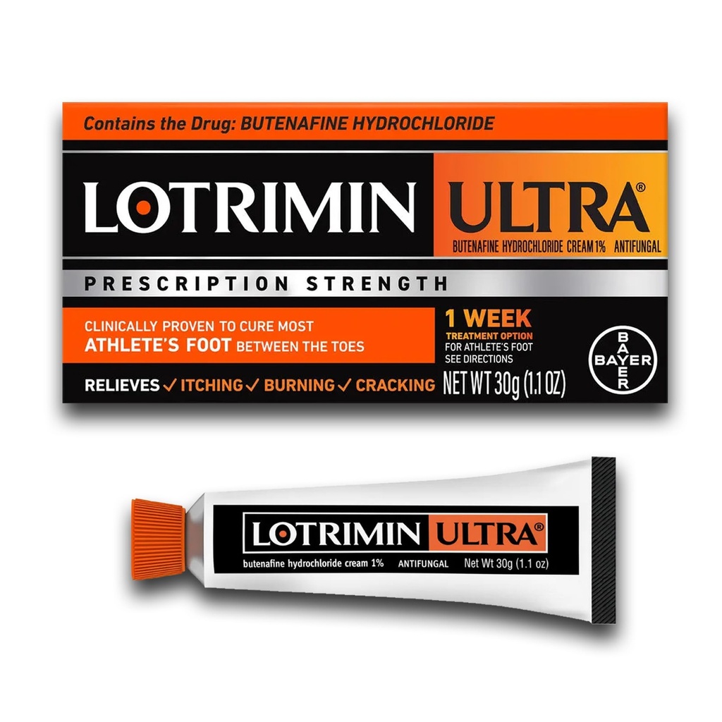 Lotrimin Ultra 1 teden Athlete's Foot Treatment, Predpisovanje Moč Butenafine Hidroklorid 1%, Cures Večina Athletova noga med prsti, Krema, 1.1 Oz
