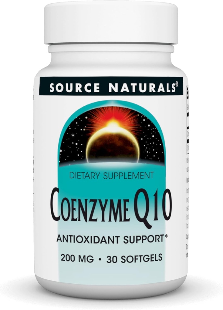 Source Naturals Koencim Q10 Antioksidant Podpora 200 mg za srce, možgane, imuniteto in jetra Podpora - 30 Softgels