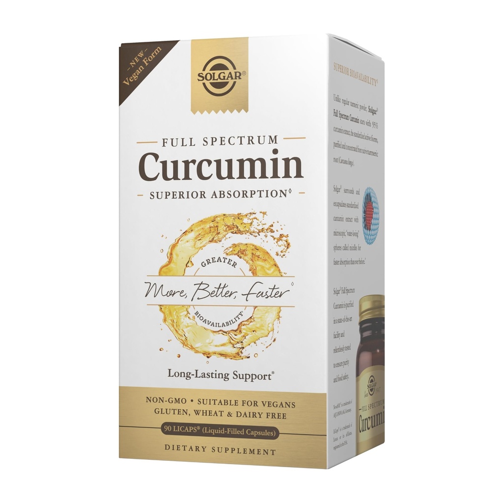 Solgar Polni spekter Curcumin - 90 LiCaps - Vrhunska absorpcija - Možgani, Joint & Imune Health - Non-GMO, Vegan, Gluten Free, Dairy Free - 90 Servings
