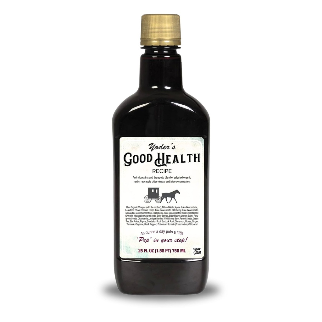 Joder’s Good Health Recipe Jabolčni kidar Liquid Complex, 25 oz, Amish žetev Zeliščni tonik z bezgovega soka, Organic Wildcrafted Herbs, Surovo razstrupljanje antioksidanti