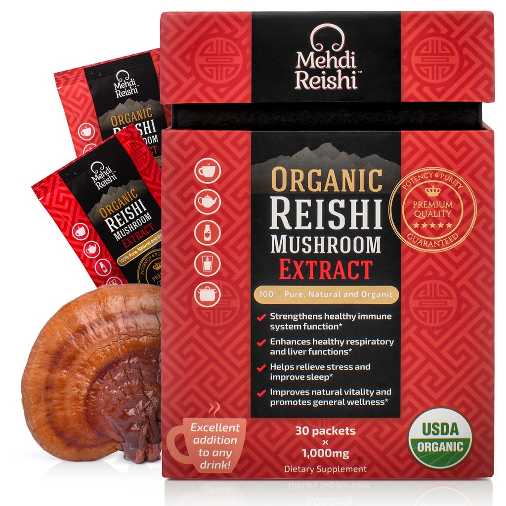 Ekološka Reishi goba Ekstrakt sadja-Body Powder 35% Beta Glucan – 100% Pure, Premium in Organic – 30 Servings – Ganoderma Lucidum, Lingzhi, Čaj