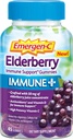 Emergen-C Imune+ Elderberry Gummies, 750 mg Vitamin C z vitaminom D, cink in elektroliti, Imunska podpora Prehranska dopolnila, Kofein brezplačno, Gluten brezplačno, Elderberry Flavor - 45 Count