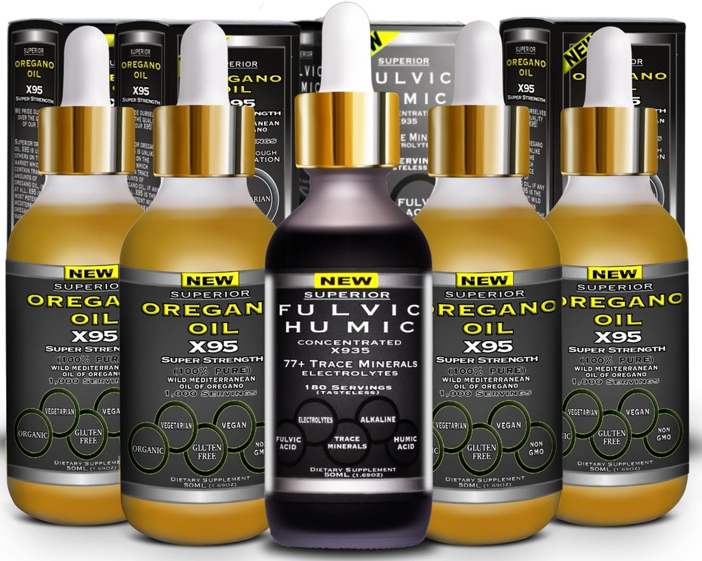 Fulvic Acid Humic Ionic Trace Mineralne kapljice z elektroliti Plus Origano Oil Kapsule Super Moč Več Vsestransko Nato olje Oregano Softgels in kapsule