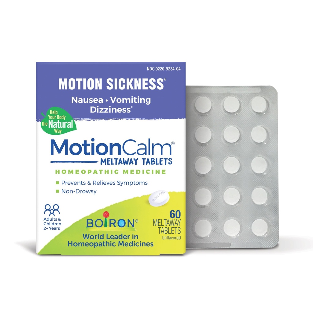 Boiron MotionCalm Relief for Siljenje na bruhanje, bruhanje ali omotica, povezana z gibanjem Bolezen Zaradi potovanja, Zabavne vožnje, in video igre ali VR - Non-Drowsy - 60 Count