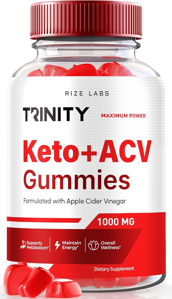 Rize laboratoriji - Trinity Keto+ACV Gummies za napredno hujšanje, Vse naravne Apple Cider Vinegar dodatek, 500 mg (60 Gummies)