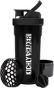 KICHLY Shaker plastenka 1 pakiranje - 24 Ounce Plastic Protein Shaker steklenica za pred in post vadbo z Twist & Lock protein Box shranjevanje (črna)