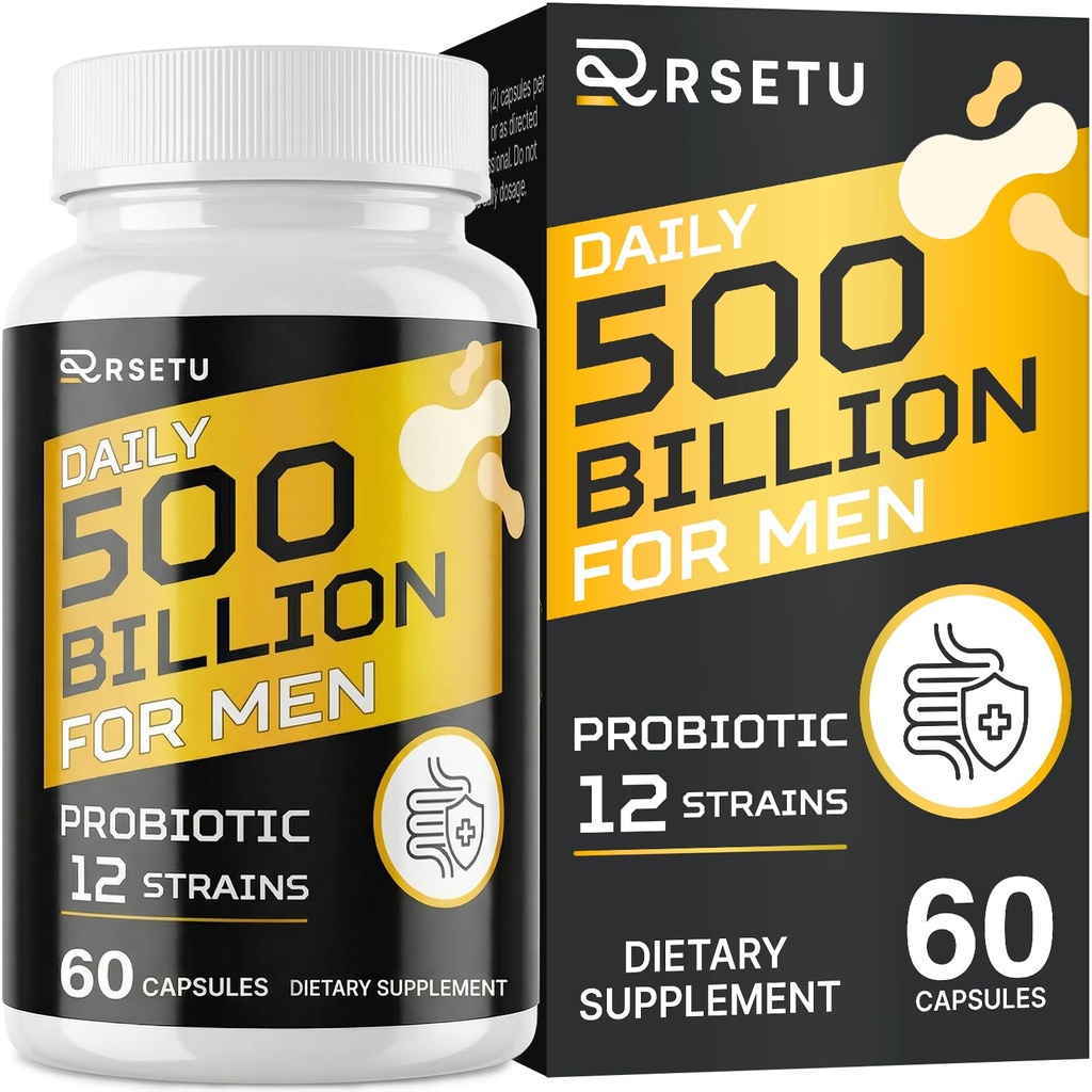 Probiotiki za moške, 500 milijard CFUs & 12 sevov Mens probiotik s kurkuma brusnice, Goji, Gut Zdravje za moške, za digestivno zdravje, Gut, napenjanje in plin, Imunska, energijska podpora, 30-dnevna oskrba